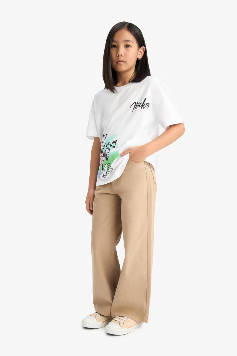 DeFacto Beige Girl Girl Wide Leg Cotton Trousers Casual - Image 3